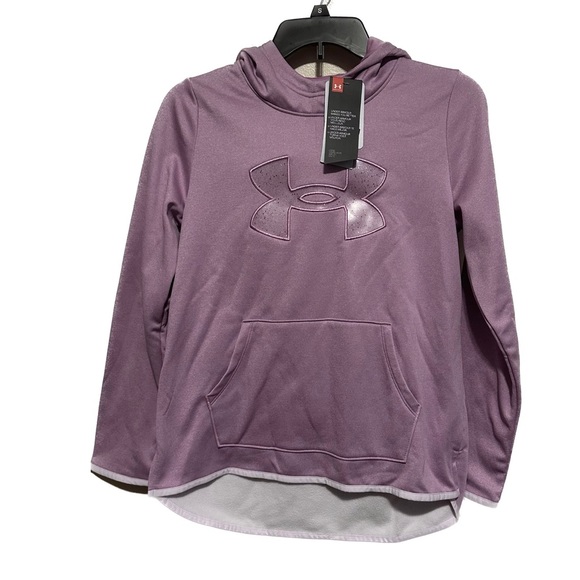 Under Armour Other - Under Armour Hoodie Glitter Logo Pullover Purple Girls Youth Large NWT